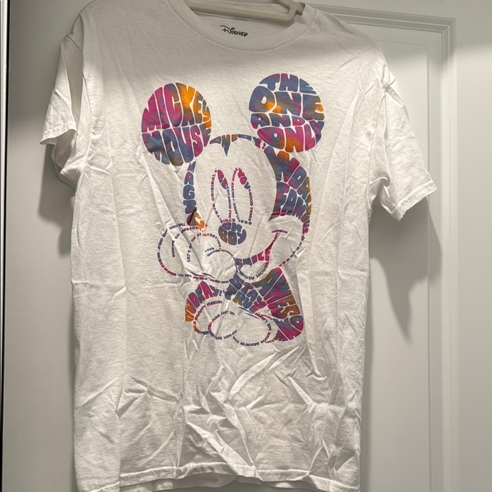 Disney White and Pink Mickey Mouse Short Sleeve Tee